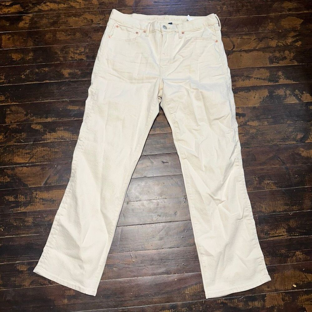 American Eagle cream relaxed straight 34x32 jeans